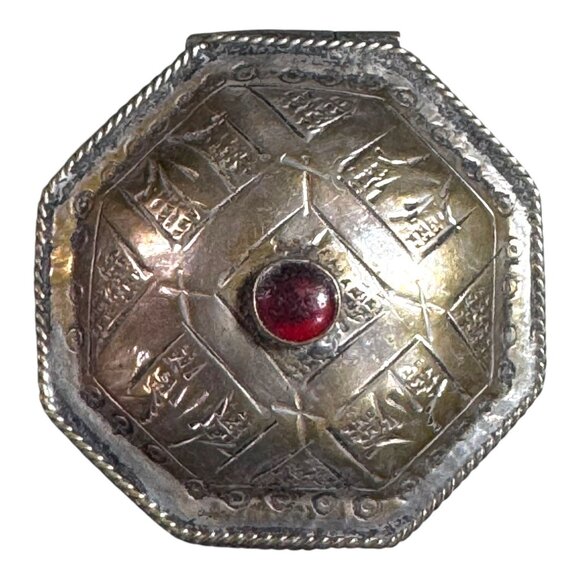 Ancient Viking Bronze Amulet Jewelry Engraved Box Vintage Trinket Ring Carnelian - Picture 4 of 7